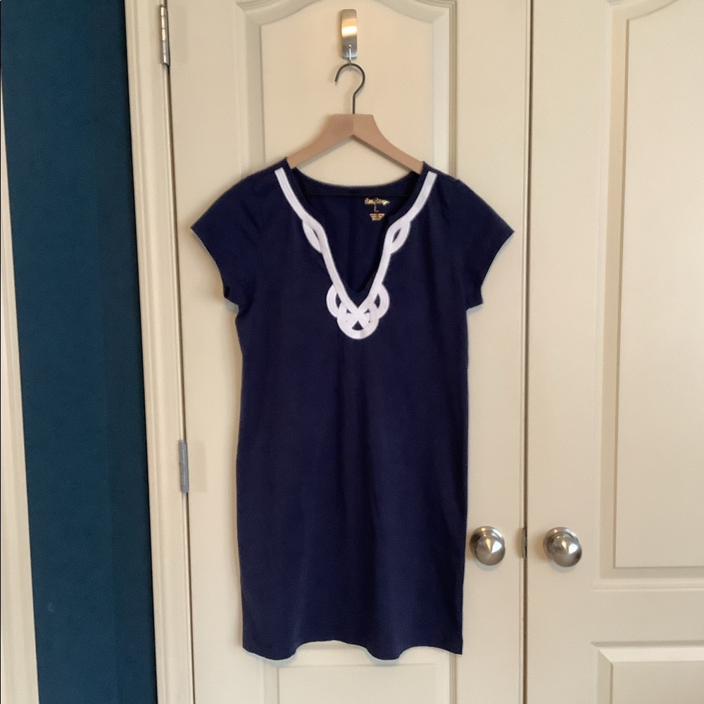 Lilly Pulitzer Brewster Navy Shirt Dress Large